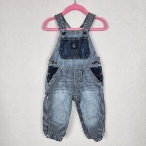 Vintage OshKosh B'Gosh Vestbak Railroad Hickory Stripe Overalls Kids Size 9M